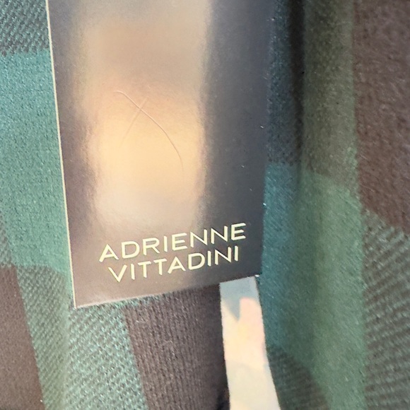 NWT Adrienne Vittadini Open Cardigan Sweater in Navy Green Classic Check Small - Picture 3 of 5